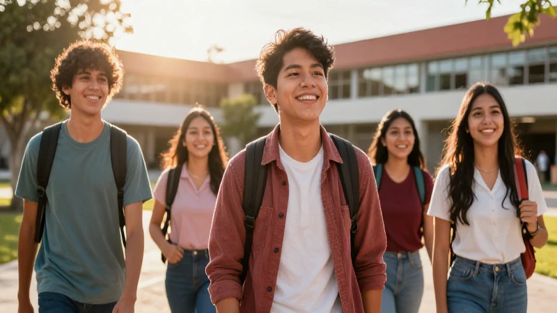 Estudiantes mexicanos son felices en su campus soleado
