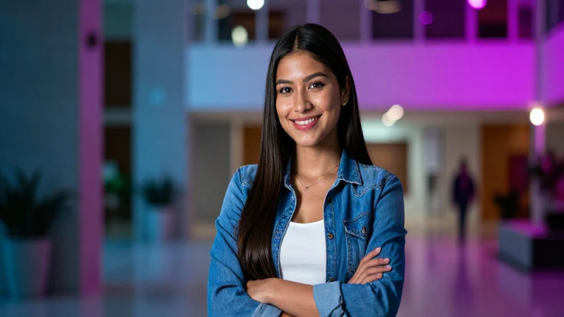 Cuáles son las becas Santander que ofrecen apoyo a la manutención durante los estudios 20 Estudiante mexicana estudia con sonrisa radiante