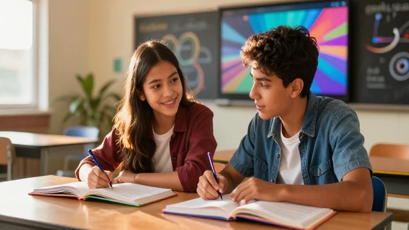 Dos estudiantes mexicanos en aula moderna