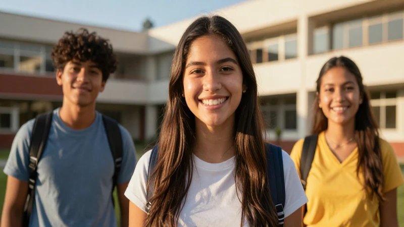 Estudiante mexicano sonriente en campus escolar