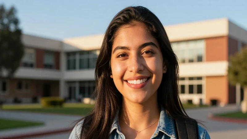Retrato de estudiante mexicano sonriente al atardecer
