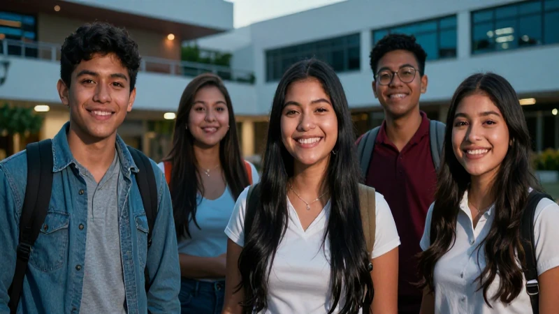 Estudiantes mexicanos felices en campus universitario