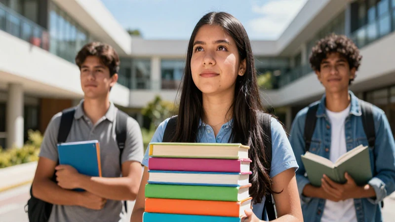 Estudiante mexicano optimista en campus universitario