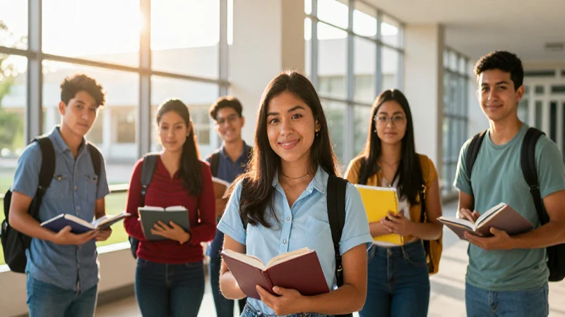 Estudiantes mexicanos modernos en luz dorada