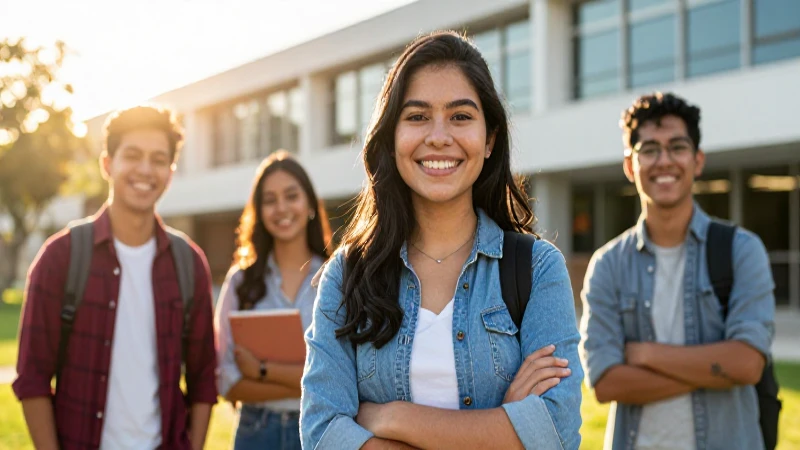 Estudiante sonriente simboliza el éxito académico