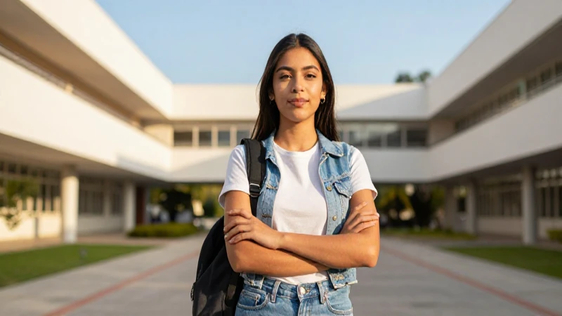Joven mexicano confiado en campus universitario