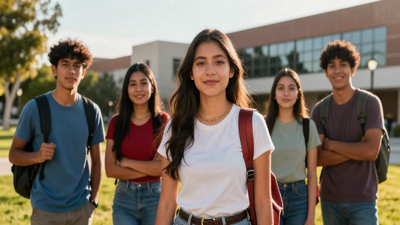 Estudiante mexicano en campus con luz dorada