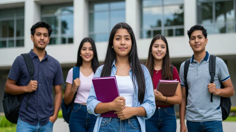 Estudiantes mexicanos universitarios exitosos y vibrantes