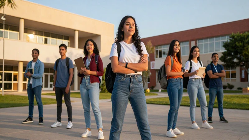 Estudiante mexicana exitosa bajo luz dorada
