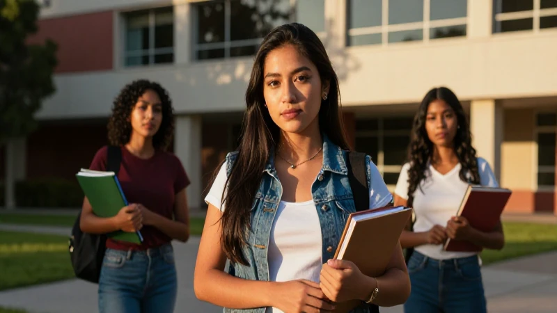 Estudiante mexicana exitosa en campus universitario