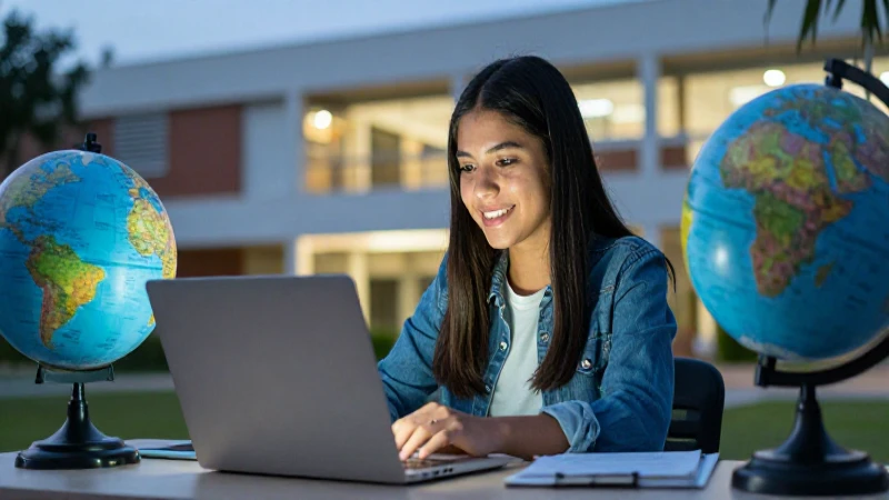 Estudiante mexicano en campus universitario moderno