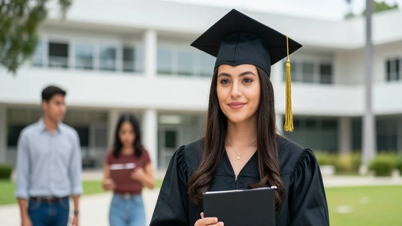 Graduado mexicano profesional en campus moderno