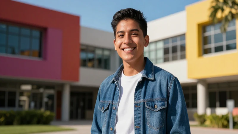 Estudiante mexicano feliz simboliza éxito académico