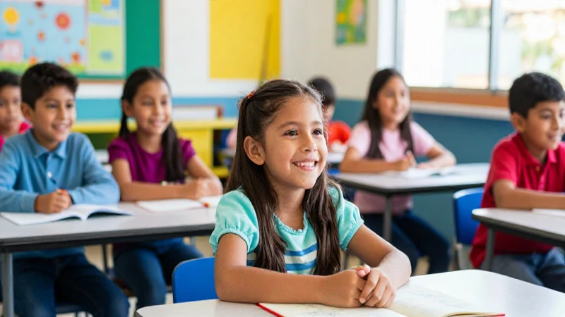 Niños mexicanos felices triunfan en su aula moderna