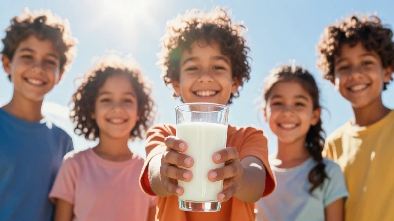 Niño feliz con leche y sol vibrante