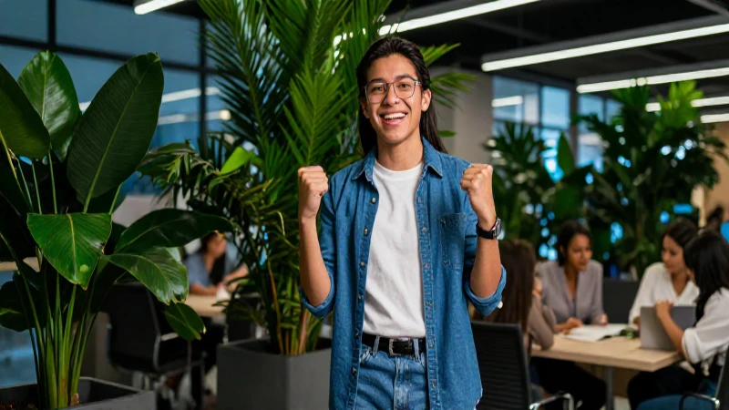 Estudiante mexicano vibrante en entorno moderno
