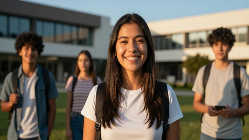 Joven estudiante mexicano exitoso en universidad moderna