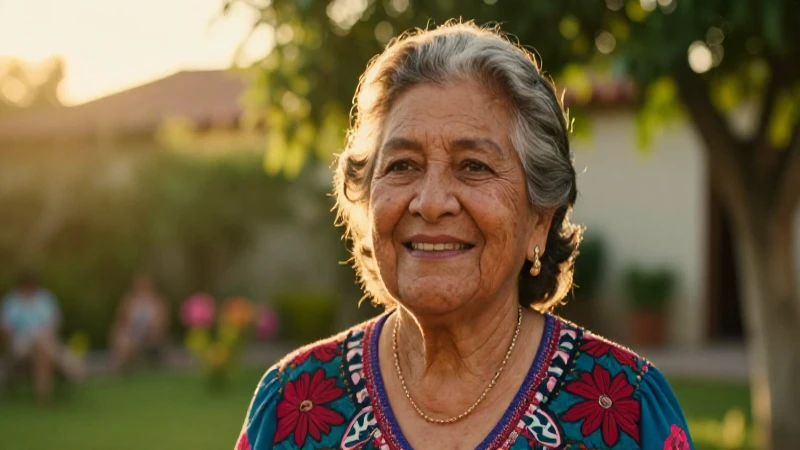 Mujer mexicana sonriente en un jardín soleado