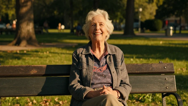 Persona anciana feliz en parque soleado