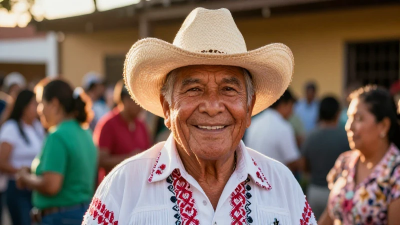 Retrato cálido de anciano sonriente en luz dorada