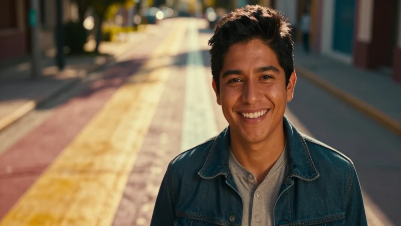 Joven mexicano sonriente bajo el brillo de la oportunidad