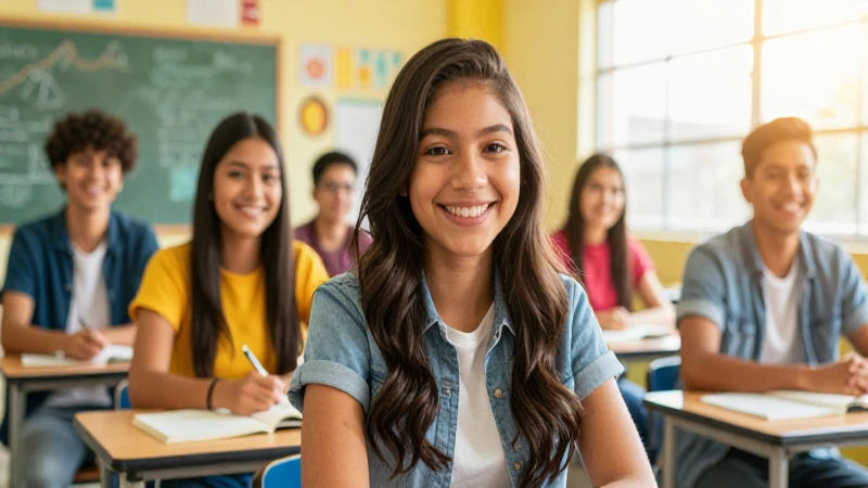 Estudiantes mexicanos diversos sonríen en aula