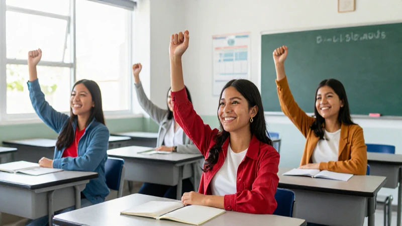 Estudiantes mexicanos celebrando éxito académico
