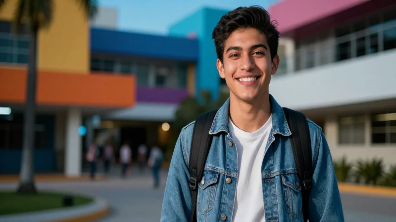 Retrato profesional de estudiante mexicano sonriente