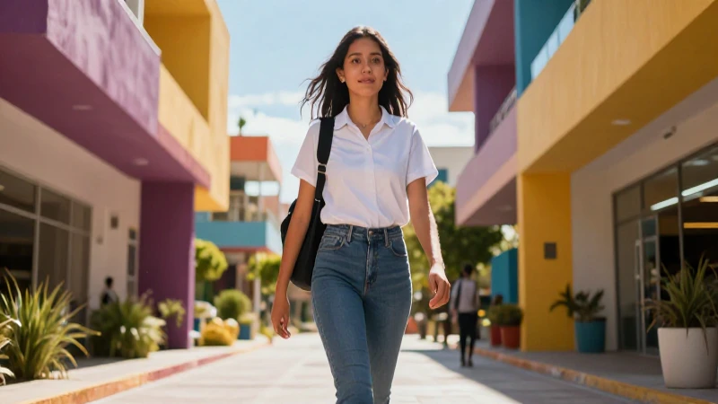 Estudiante mexicano decidido en campus vibrante
