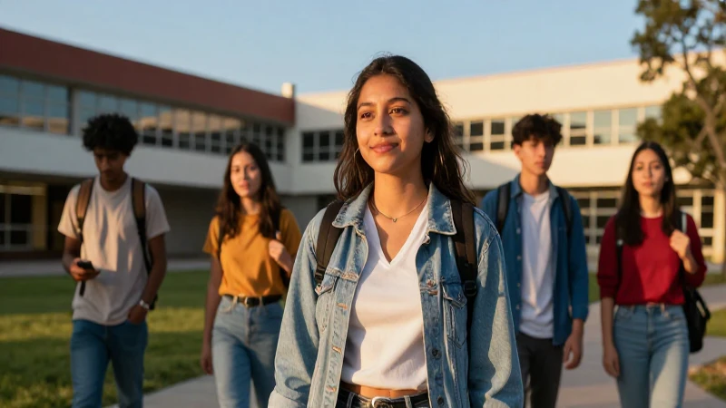 Estudiante mexicano vibrante en campus moderno