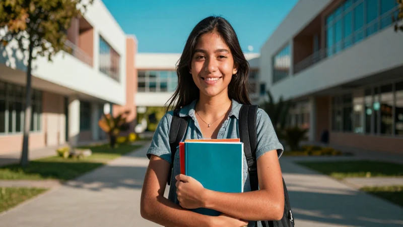 Estudiante sonriente en campus universitario