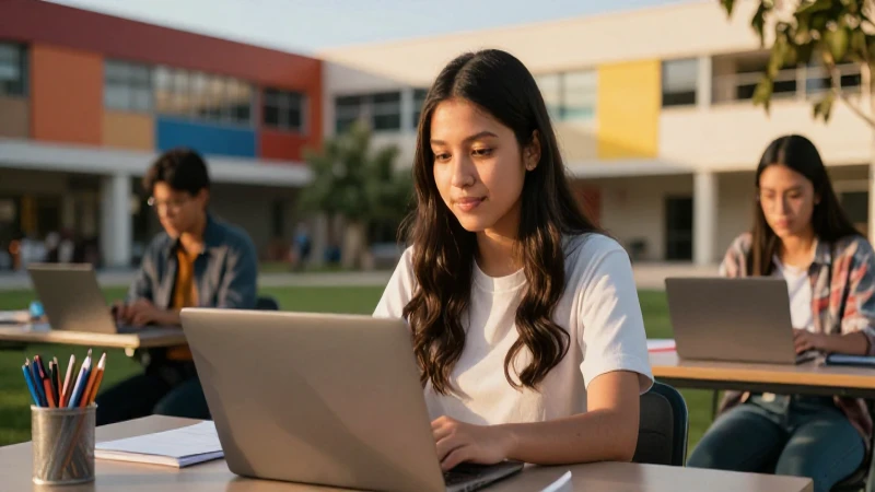 Estudiante mexicano estudia en vibrante campus