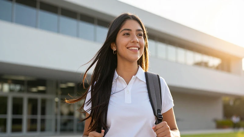 Estudiante mexicano sonriente en campus universitario