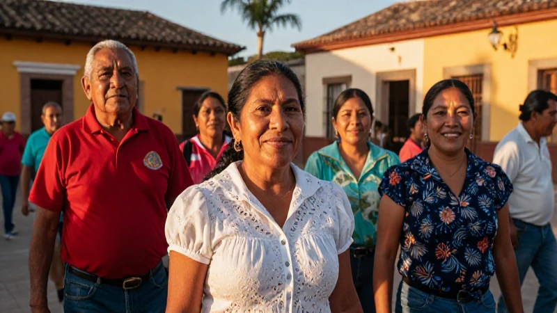 Comunidad mexicana sonriente al atardecer