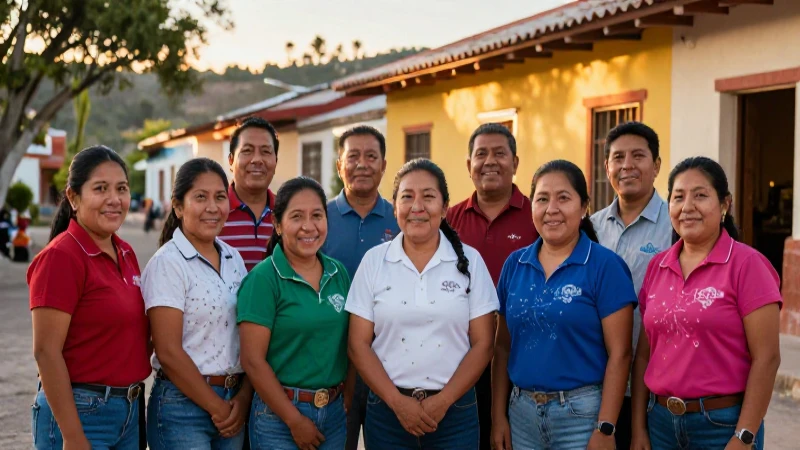 Comunidad sonriente en Acatzingo al atardecer