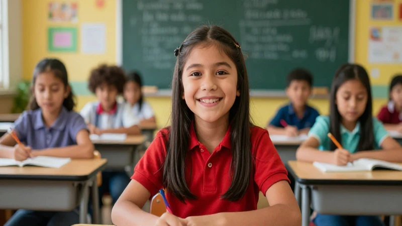 Estudiante mexicano alegre en clase