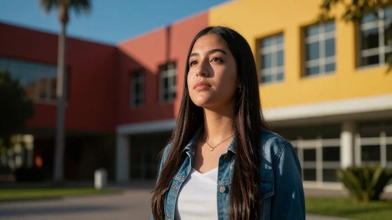 Estudiante mexicano en campus vibrante