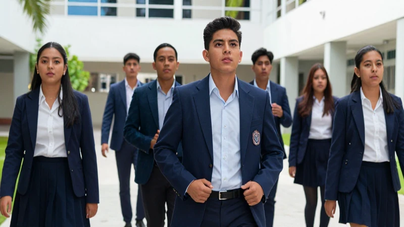 Estudiantes mexicanos en campus vibrante y moderno