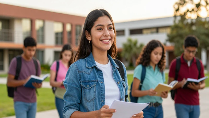 Estudiante mexicano sonriente estudia en el campus