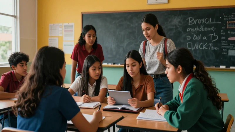 Estudiantes mexicanos colaboran en un aula vibrante