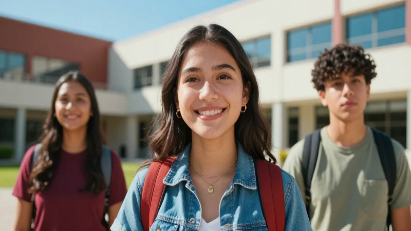 Estudiante mexicano en campus moderno y vibrante