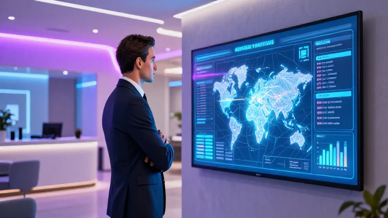 Profesional mexicano mira mapa financiero vibrante