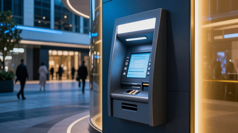ATM moderno futurista con iluminación impactante
