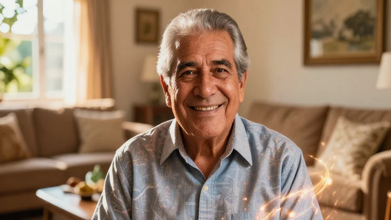 Retrato atractivo de hombre mayor mexicano y futurista