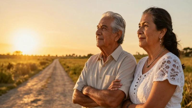 Pareja mayor mexicana mira un futuro estable y vibrante
