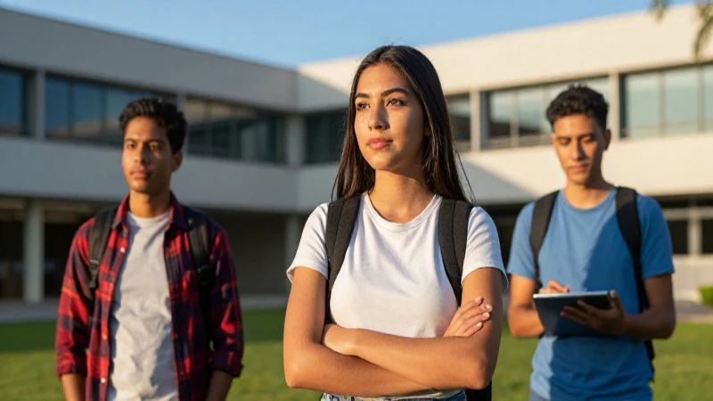 Joven estudiante mexicano aspiracional en campus