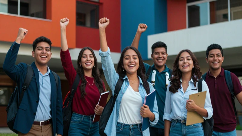 Estudiantes mexicanos celebran éxito en un campus moderno