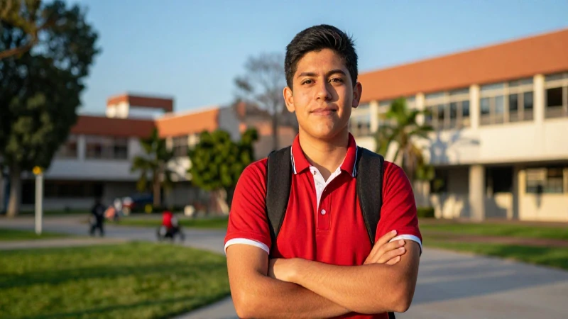 Estudiante mexicano exitoso en campus vibrante