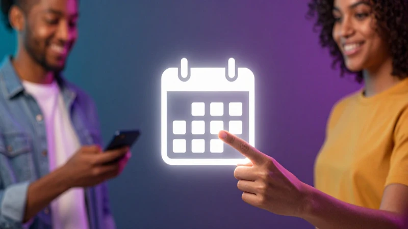 Ilustración vibrante con interfaz accesible y calendario