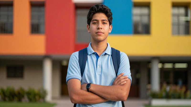 Retrato vibrante de estudiante mexicano moderno